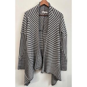 BB Dakota Sweater Size S Black White‎ Striped Open Front Cardigan Casual Boho